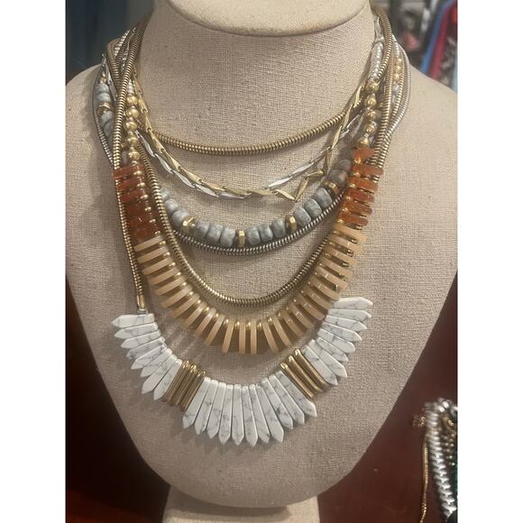 Stella & Dot Ezra Statement Necklace 8 Stand Necklace EarthTone Elegant Classic - Picture 8 of 8